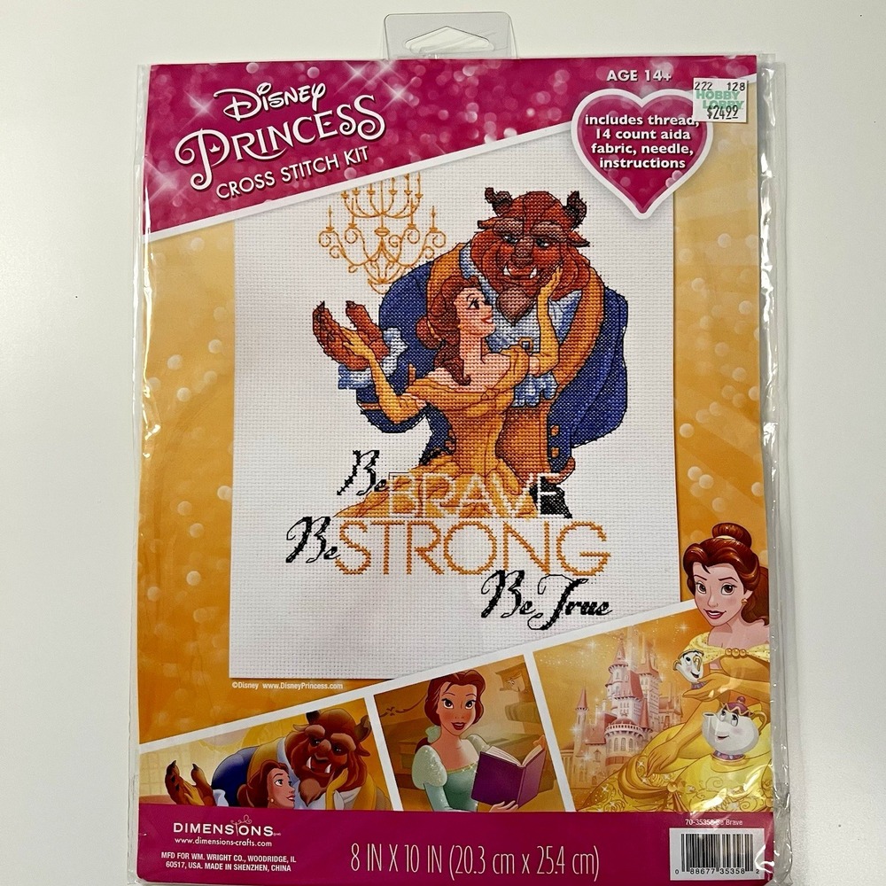 Dimensions Disney Belle Beauty & the Beast Cross Stitch Kit Be Brave 70-35358 - Picture 2 of 4